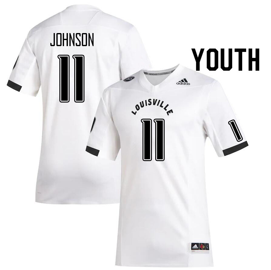 Youth #11 Jamari Johnson Louisville Cardinals College Football Jerseys Stitched Sale-White - Click Image to Close